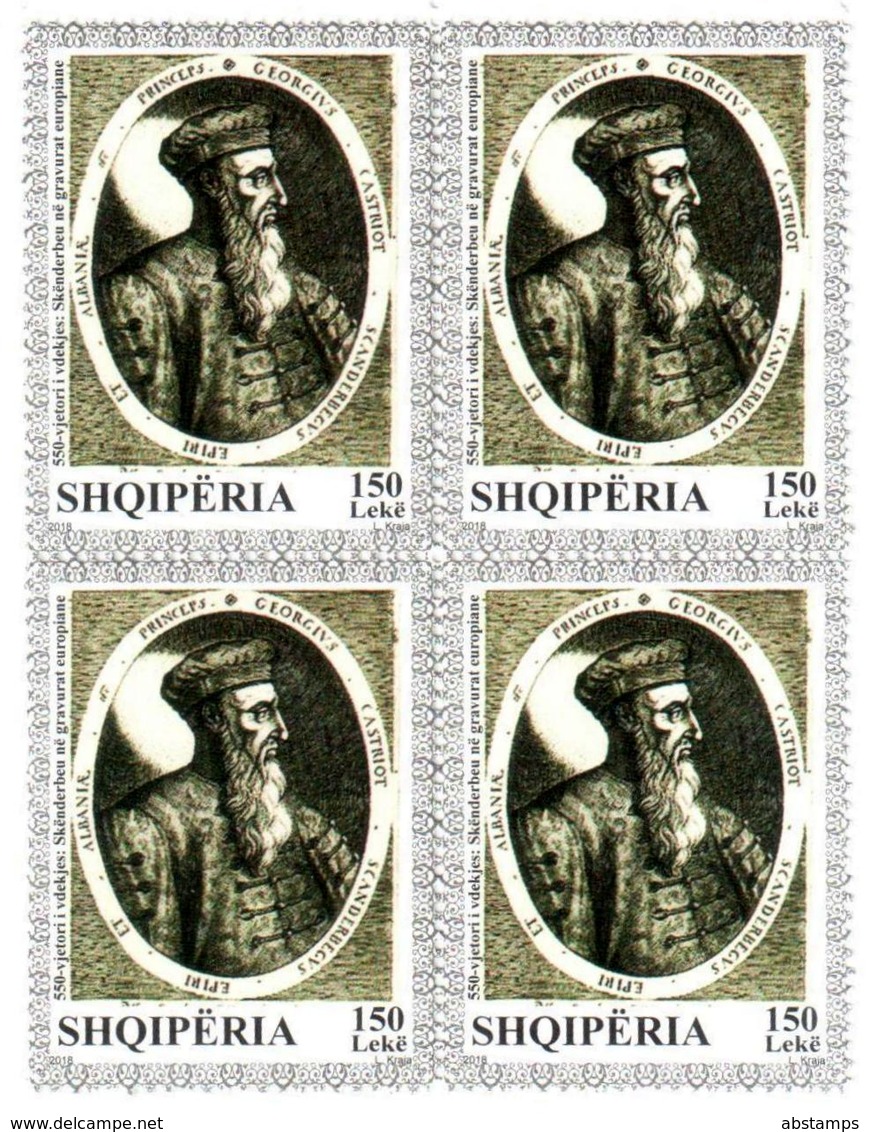 Albania Stamps 2018. 550-th Anniv. Of Death: Skanderbeg 150 L. Block Of 4. MNH - Albania