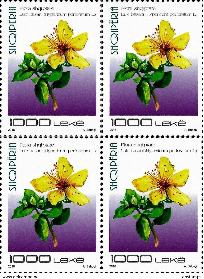 Albania Stamps 2018. Flora: St John's-wort. Block Of 4 MNH - Albania