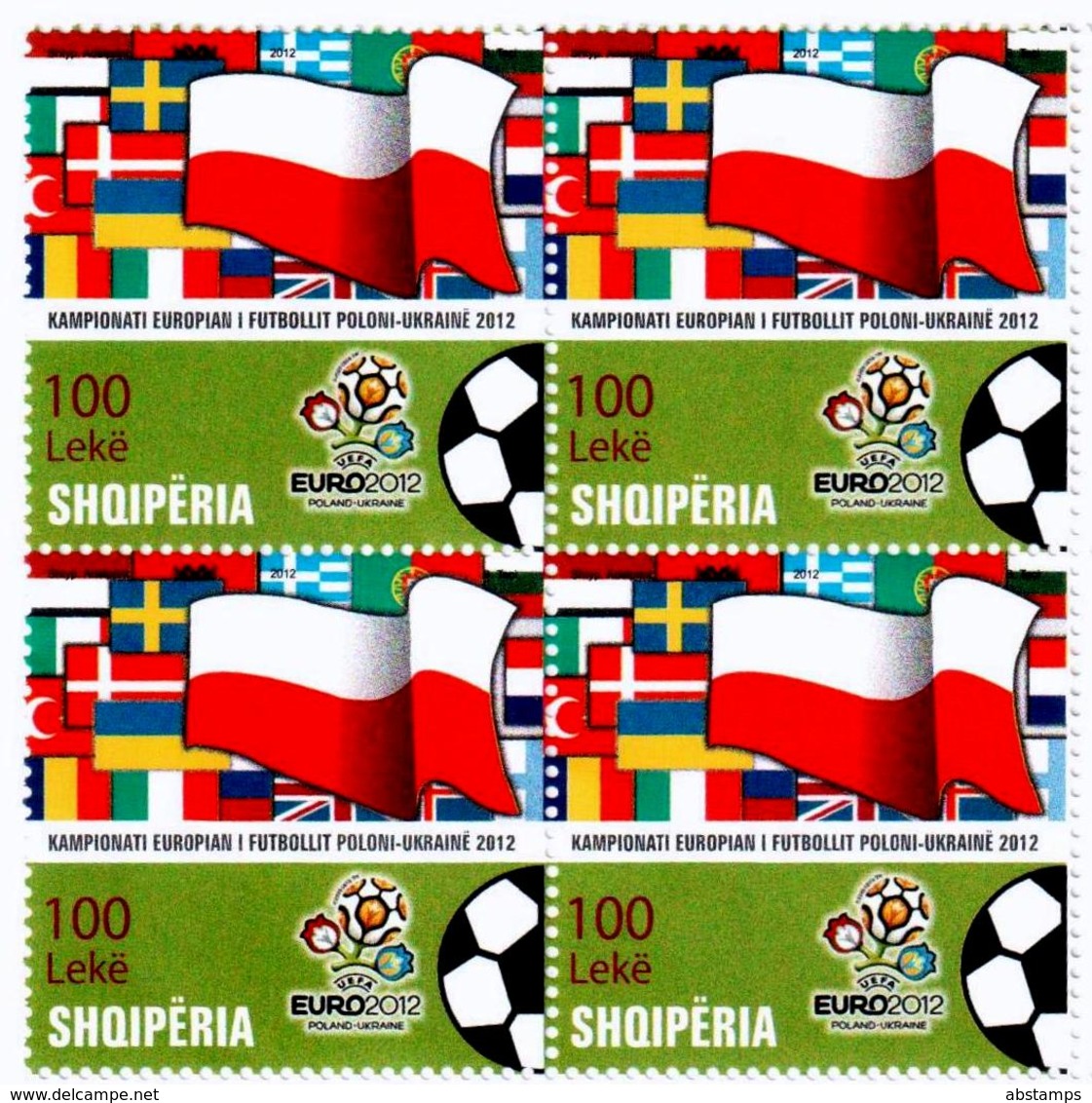 Albania 2012. European Football Championship Poland - Ukraine. Block Of 4 MNH - Albania