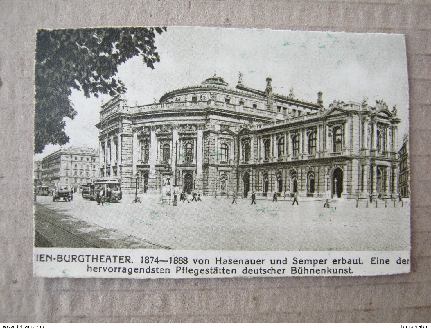 Wien / Burgtheater, 1874 - 1888 / Picture, Clip From A Cigarette Box ( 25 MEMPHIS Zigaretten Österr. - Tabak Regie ) - Autres & Non Classés