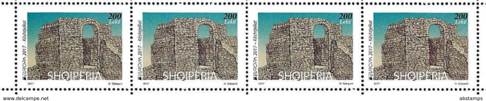 Albania Stamps 2017. Europa/Europe CEPT: Castles. Strip Or Block Of Four. MNH - Albanie