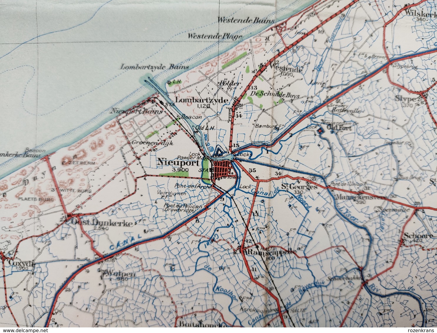 Carte Topographique Militaire UK War Office 1917 World War 1 WW1 Dunkerque Oostende Nieuwpoort De Panne Veurne Diksmuide - Cartes Topographiques