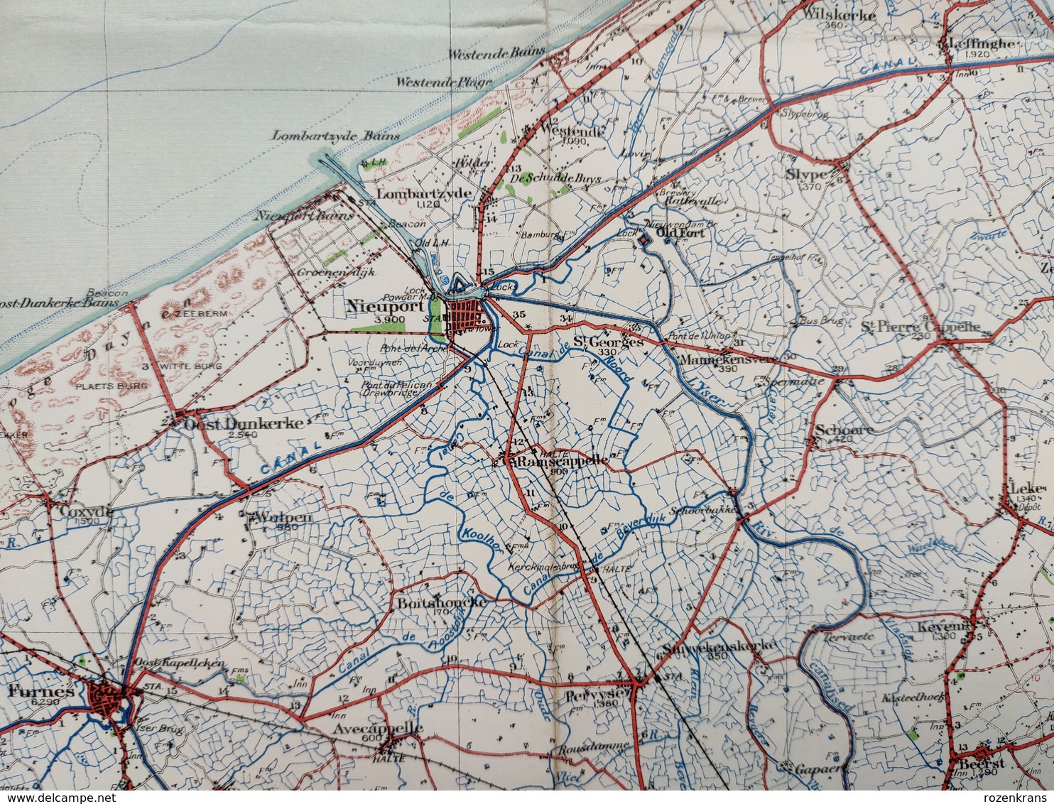 Carte Topographique Militaire UK War Office 1917 World War 1 WW1 Dunkerque Oostende Nieuwpoort De Panne Veurne Diksmuide - Cartes Topographiques