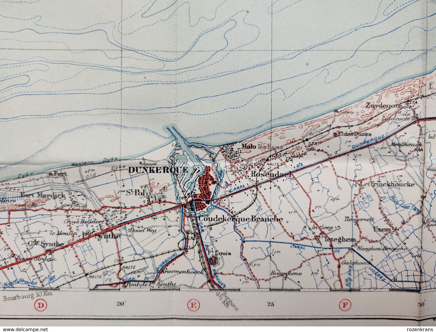 Carte Topographique Militaire UK War Office 1917 World War 1 WW1 Dunkerque Oostende Nieuwpoort De Panne Veurne Diksmuide
