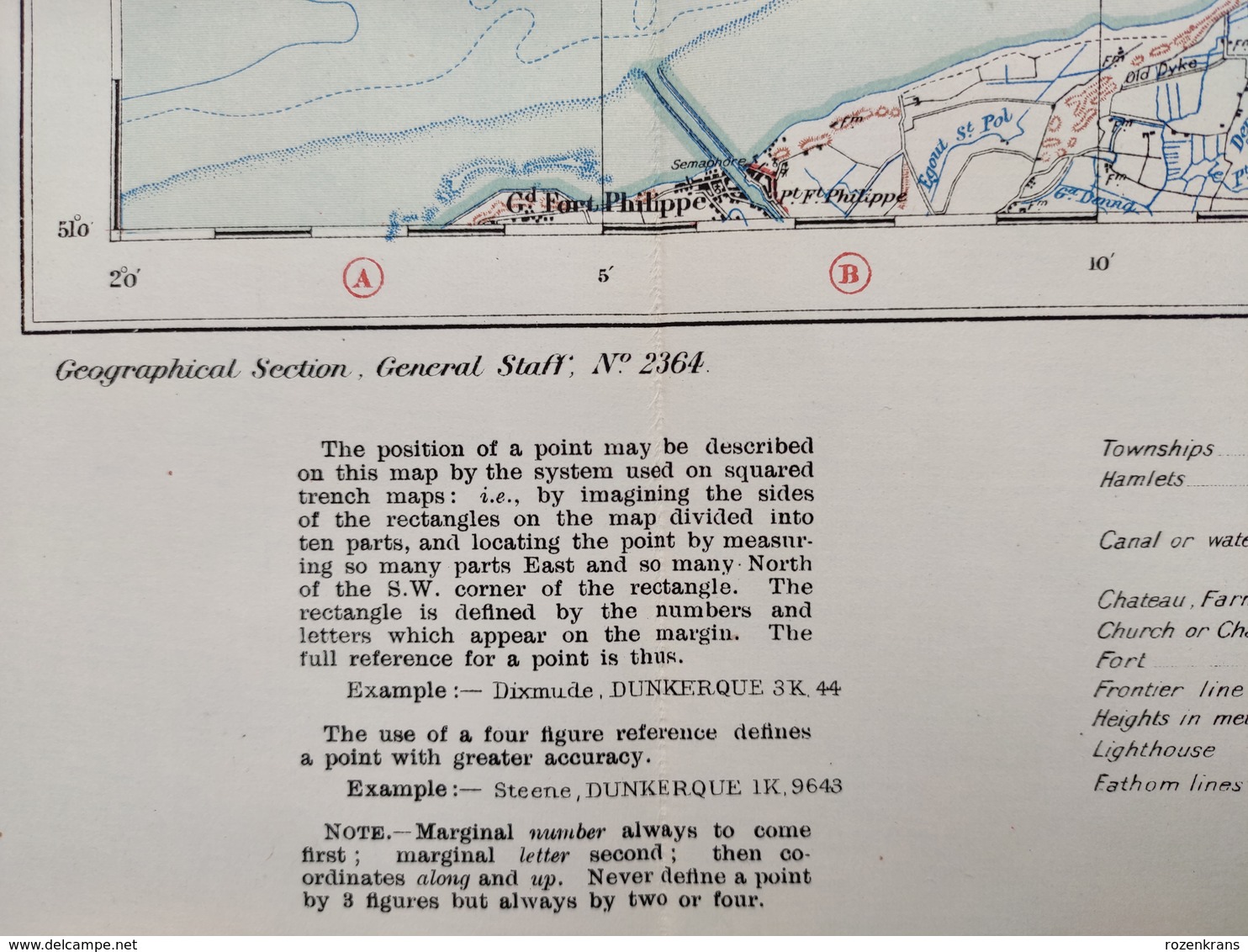 Carte Topographique Militaire UK War Office 1917 World War 1 WW1 Dunkerque Oostende Nieuwpoort De Panne Veurne Diksmuide