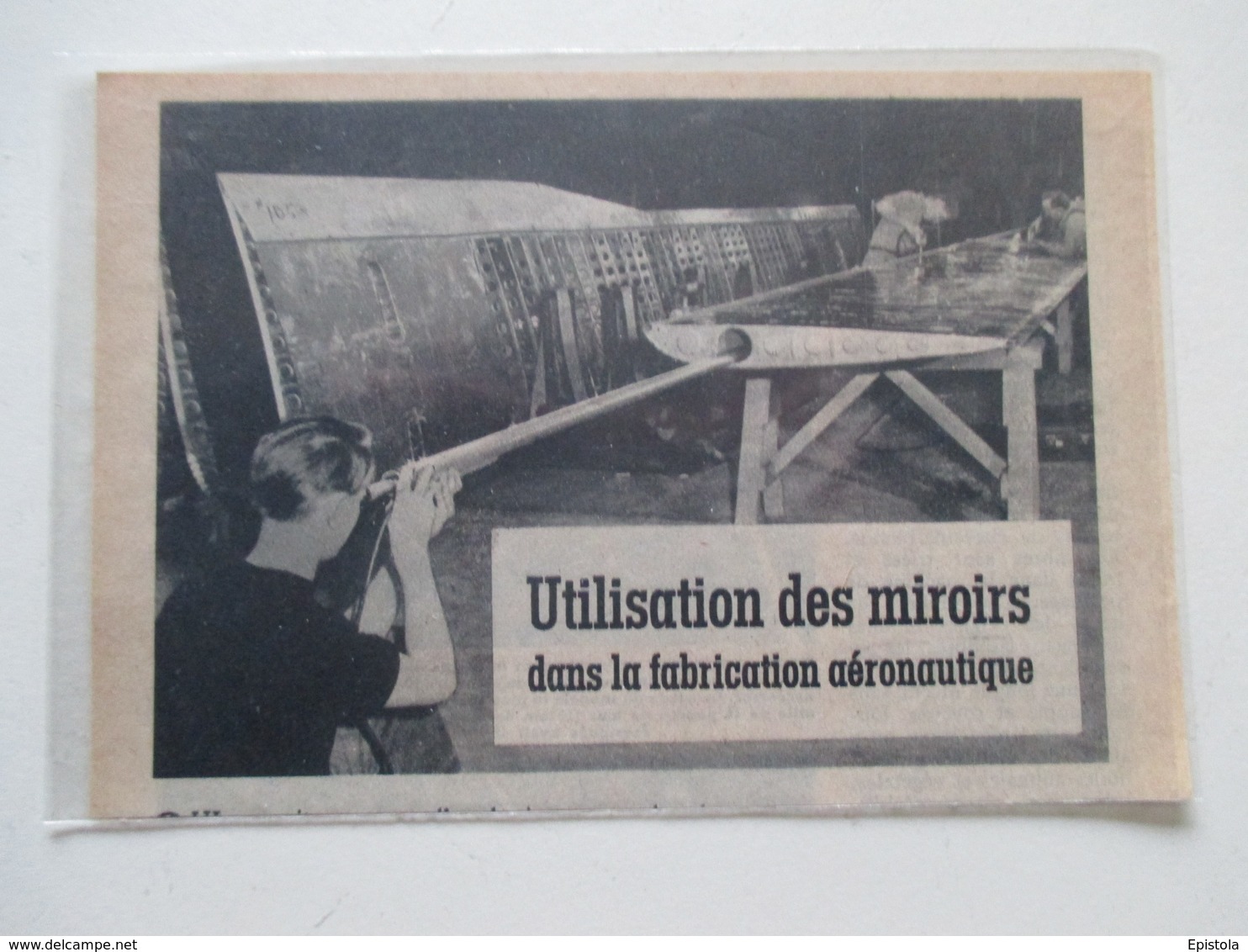France Fabrication Aéronautique - Utilisation Des Miroirs  -   Coupure De Presse De 1950 - GPS/Aviación