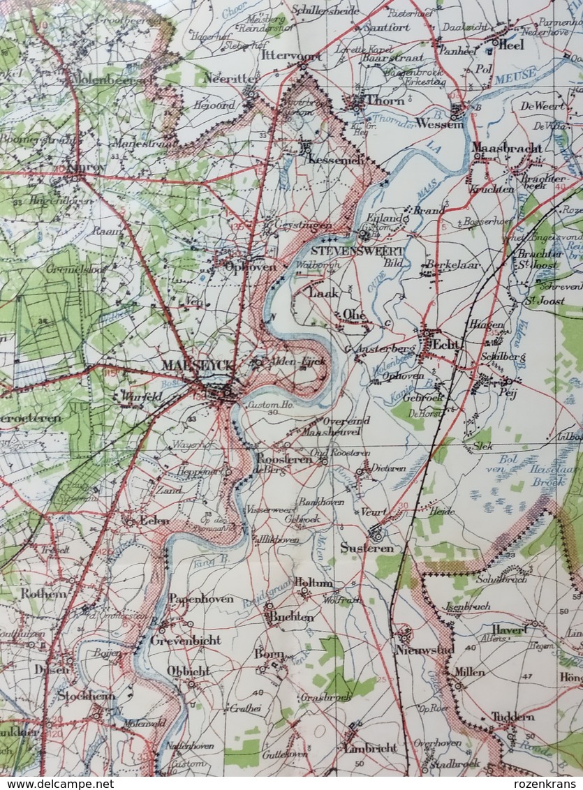 Militaire En Topografische Kaart UK War Office 1915 World War 1 WW1 Maaseik Tessenderlo Eindhoven Leopoldsburg Roermond - Cartes Topographiques