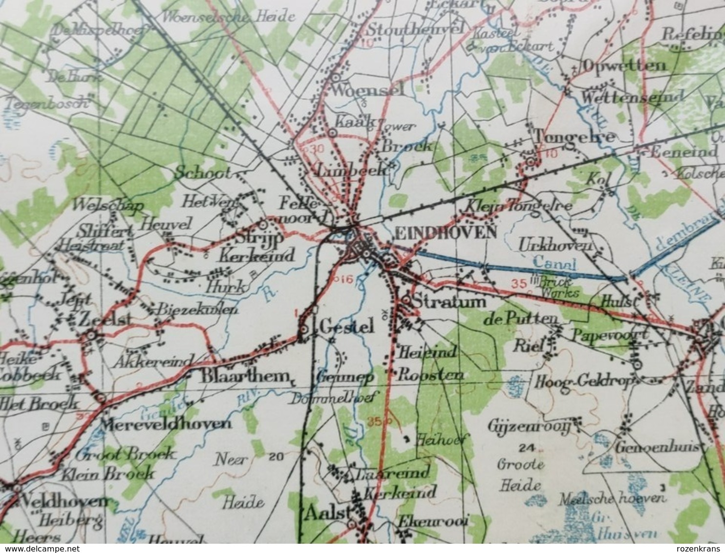 Militaire En Topografische Kaart UK War Office 1915 World War 1 WW1 Maaseik Tessenderlo Eindhoven Leopoldsburg Roermond - Cartes Topographiques
