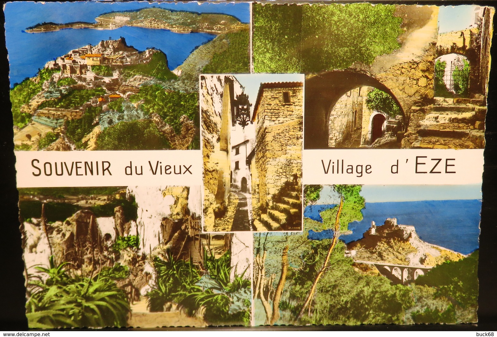 FRANCE Carte Postale EZE (Alpes-Maritimes) : Ruelle Pont Arche Jardin + Flamme Aéroport Nice  1961 [GR] - Eze