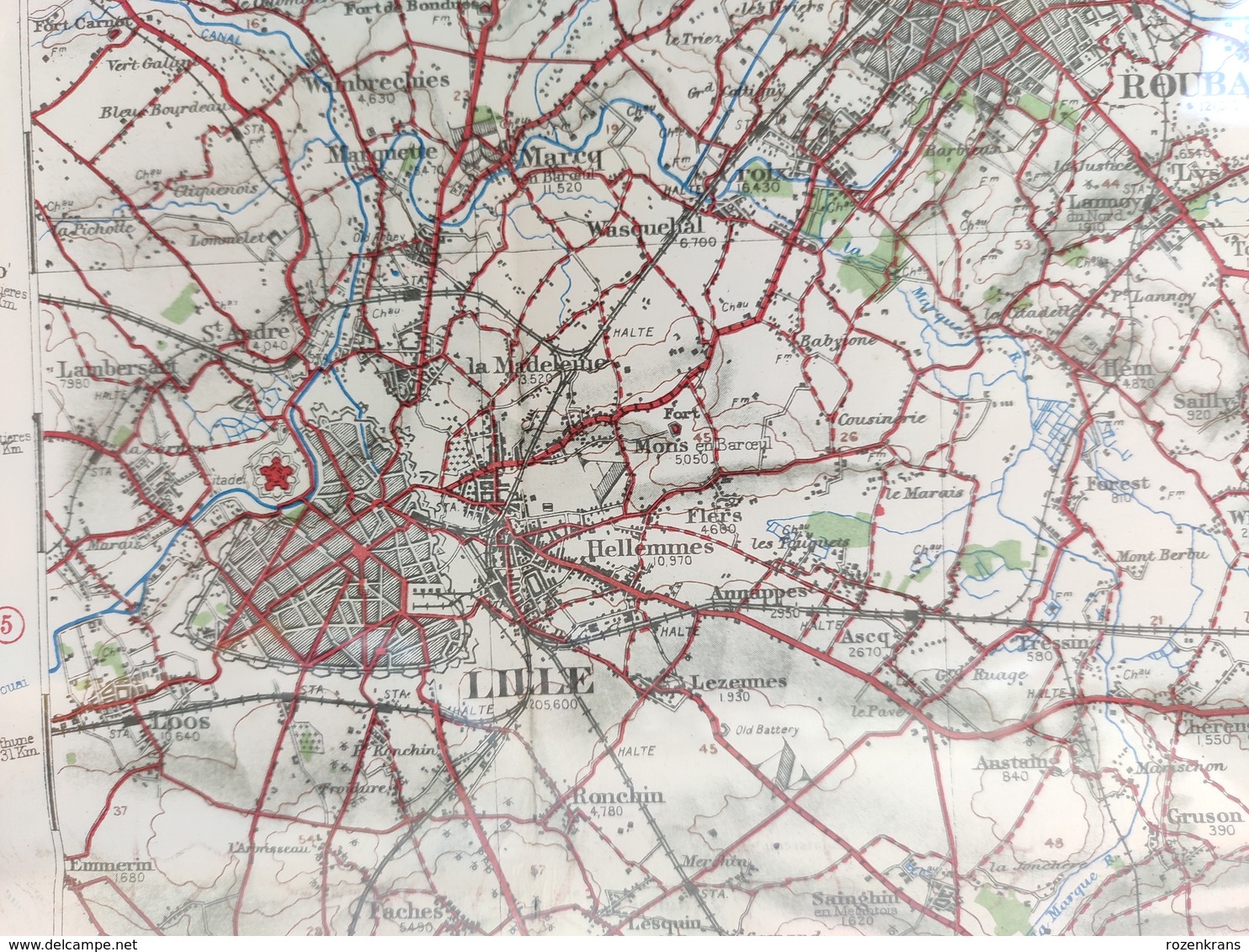 Carte Topographique Militaire UK War Office 1917 World War 1 WW1 Tournai Roubaix Lille Roeselare Kortrijk Deinze Tielt - Topographical Maps