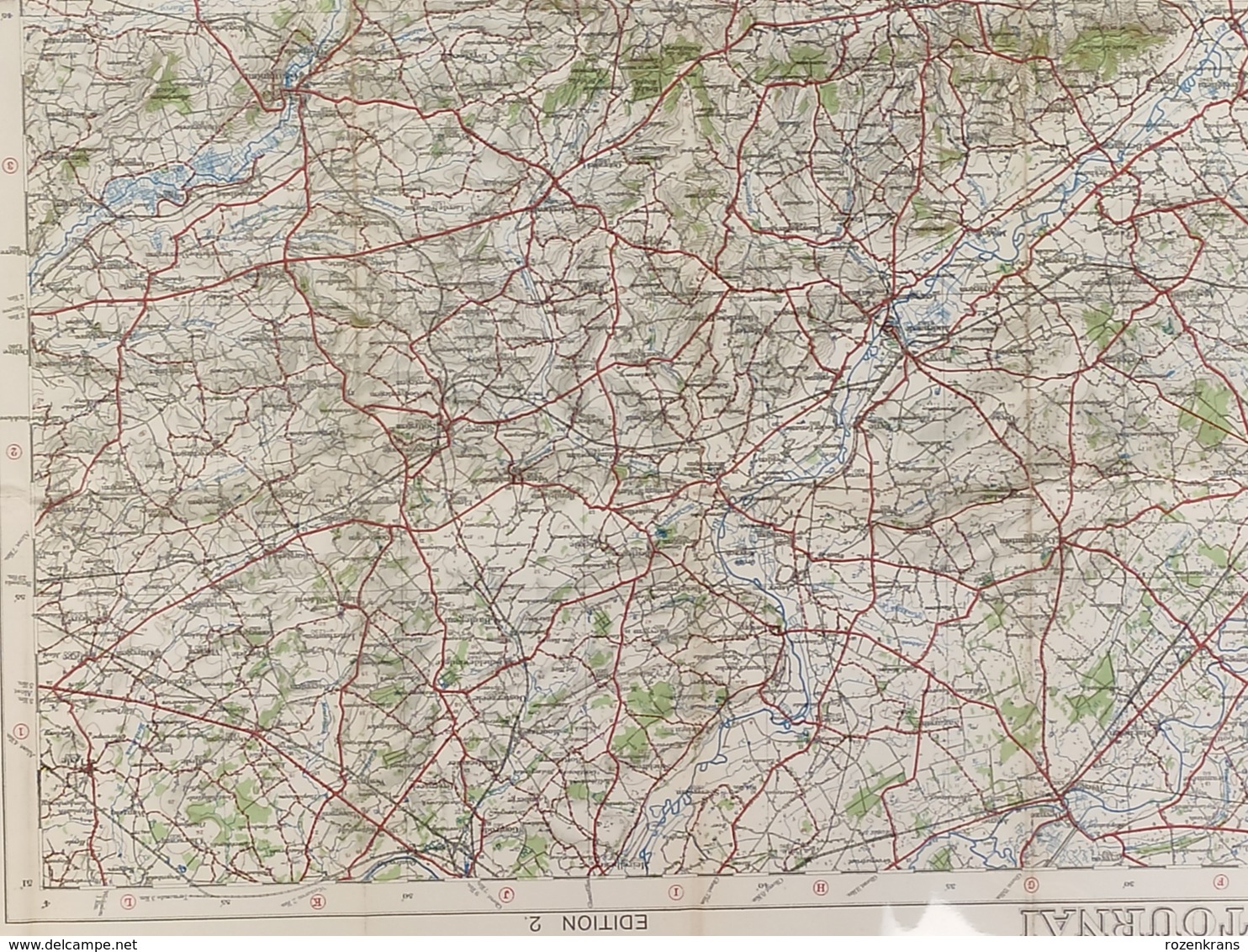 Carte Topographique Militaire UK War Office 1917 World War 1 WW1 Tournai Roubaix Lille Roeselare Kortrijk Deinze Tielt