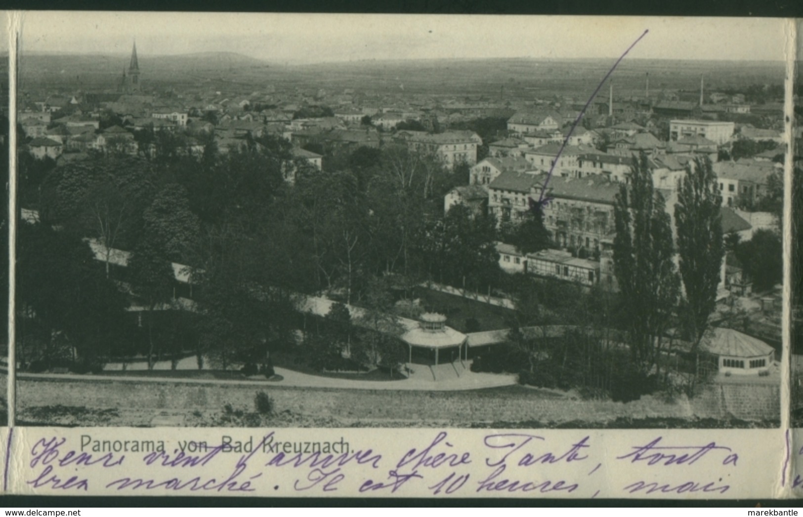 Panorama von Bad Kreuznach - Quad folded postcard - 1903