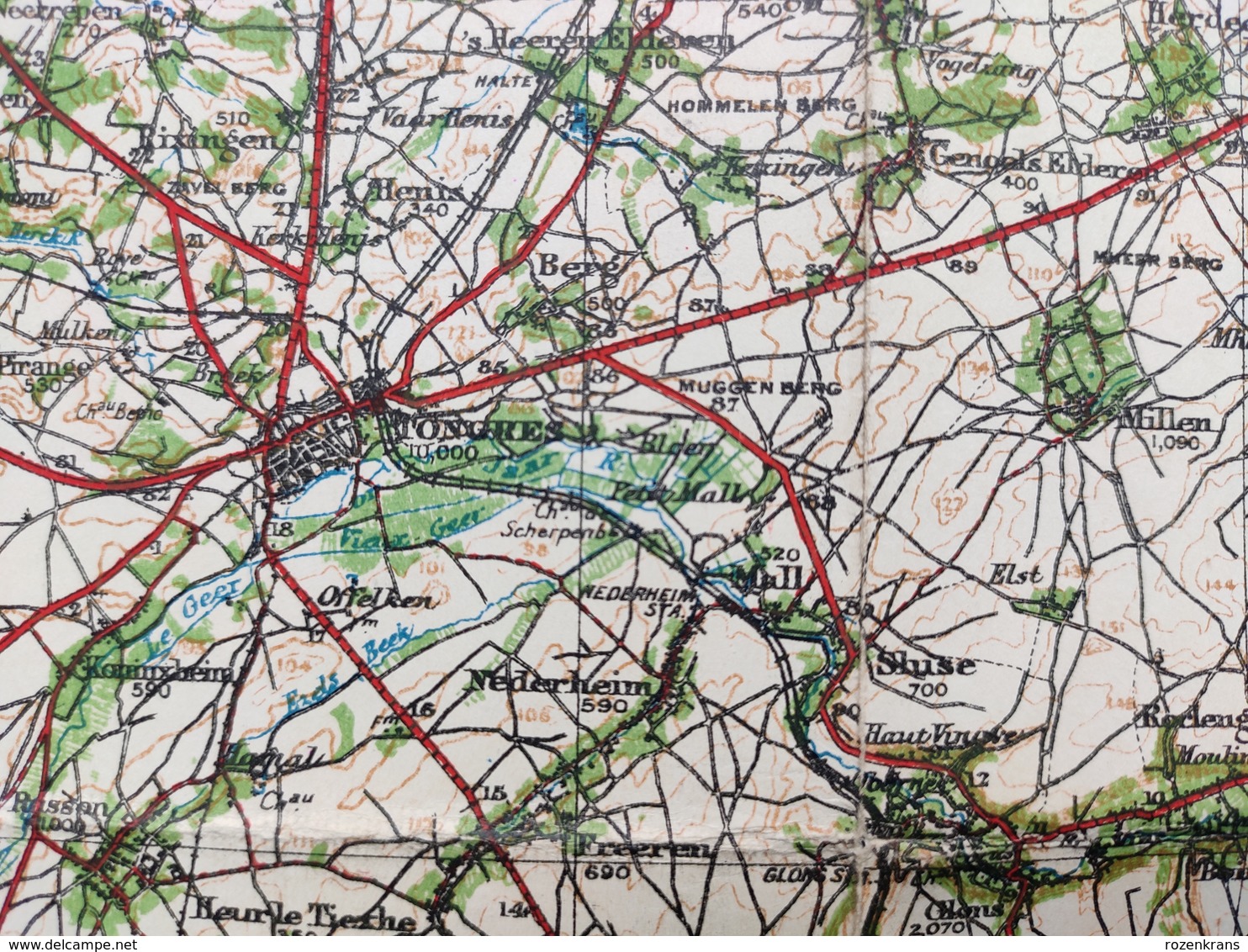 Carte Topographique Militaire UK War Office 1919 World War 1 WW1 Liege Verviers Hageland Diest Huy Maastricht Tongeren