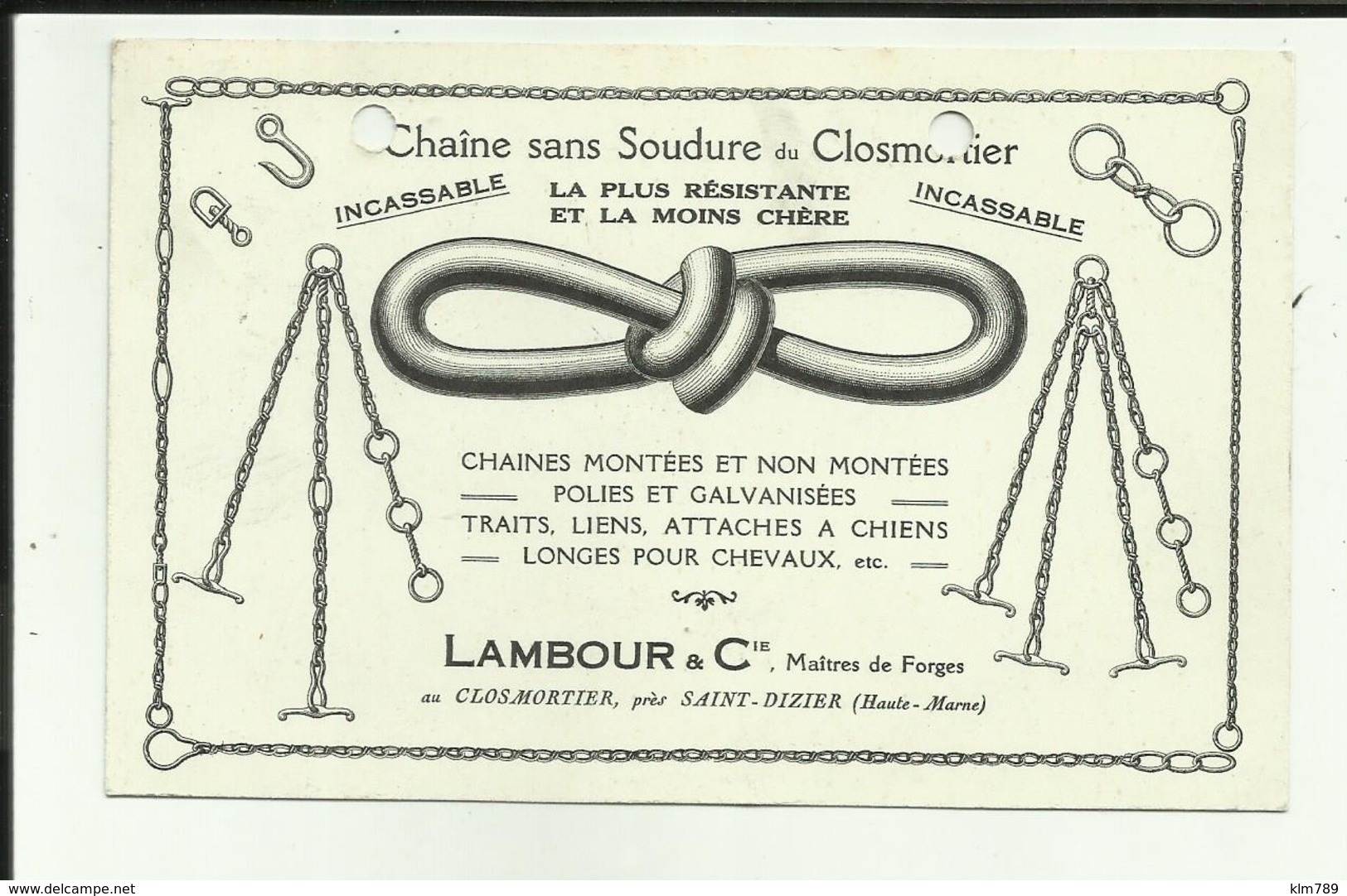 52 - Haute Marne - Saint Dizier - Clos Mortier - Carte Publicitaire Lambour - Maitres De Forges - - Saint Dizier