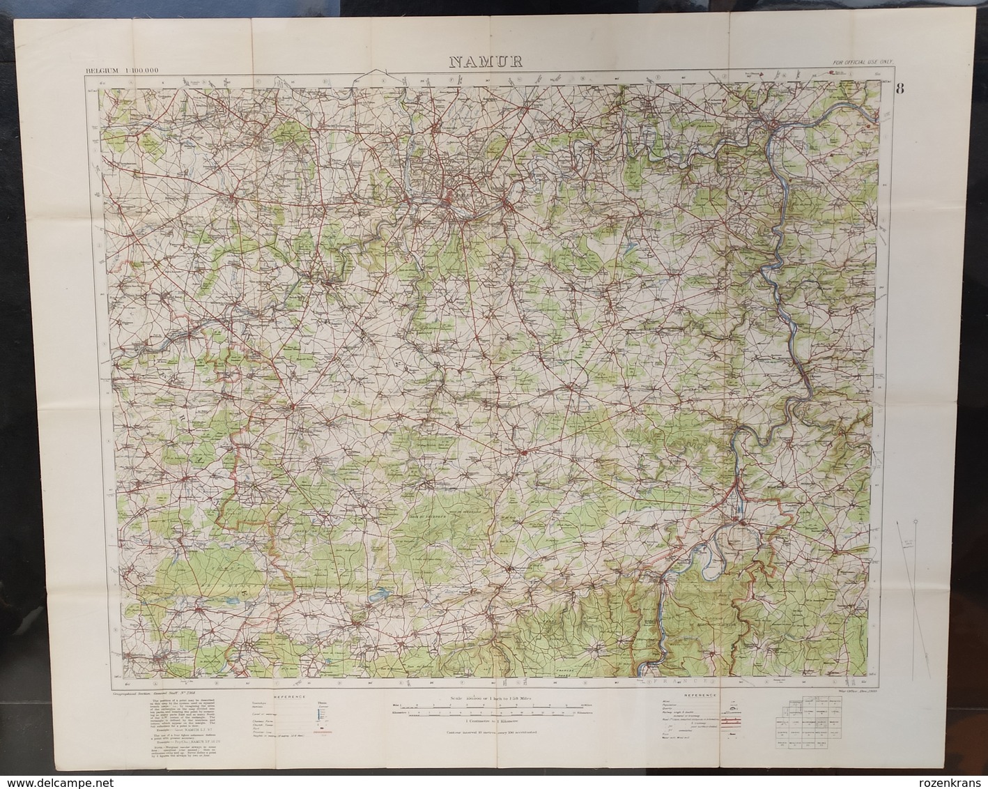 Carte Topographique Militaire UK War Office 1910 World War 1 WW1 Namur Phlippeville Florennes Charleroi Binche Chimay Gi - Cartes Topographiques