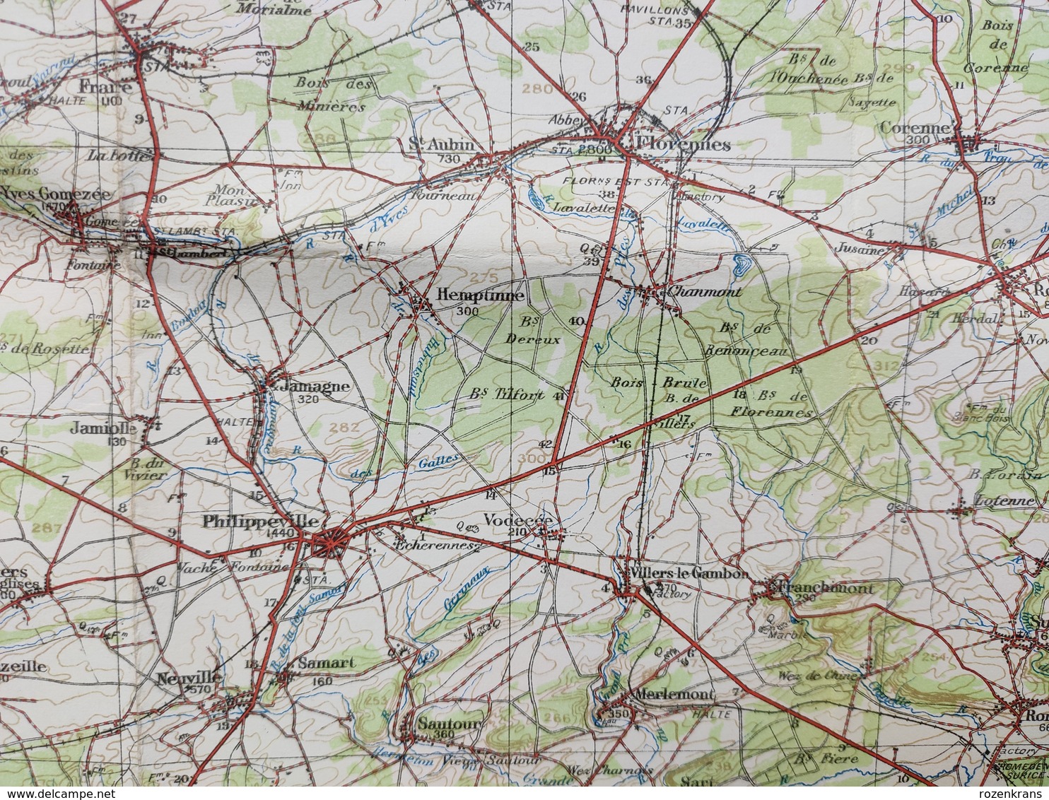 Carte Topographique Militaire UK War Office 1910 World War 1 WW1 Namur Phlippeville Florennes Charleroi Binche Chimay Gi - Cartes Topographiques