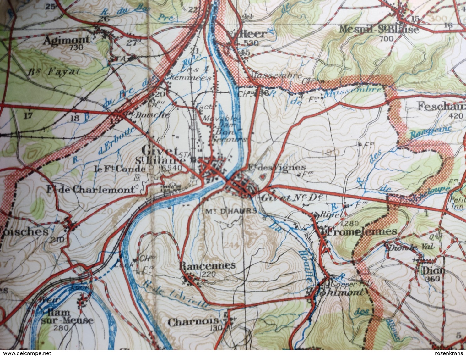 Carte Topographique Militaire UK War Office 1910 World War 1 WW1 Namur Phlippeville Florennes Charleroi Binche Chimay Gi