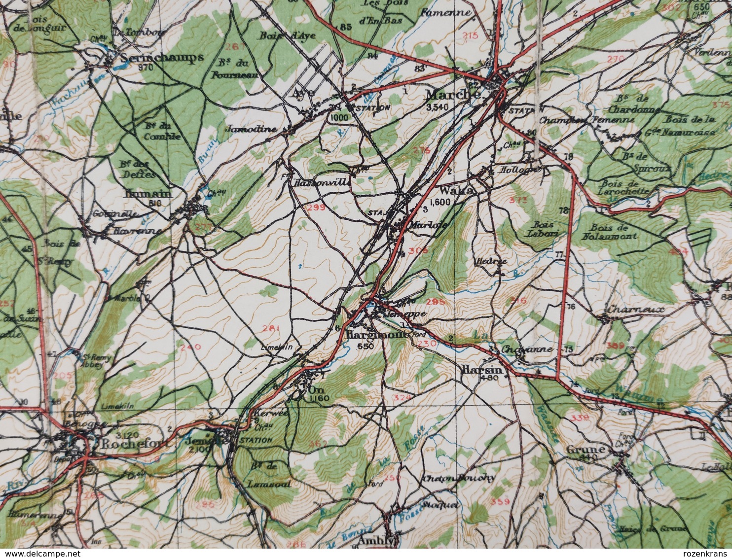 Carte Topographique Militaire UK War Office 1919 World War 1 WW1 Marche Durbuy Houffalize Rochefort Laroche Stavelot - Topographische Kaarten