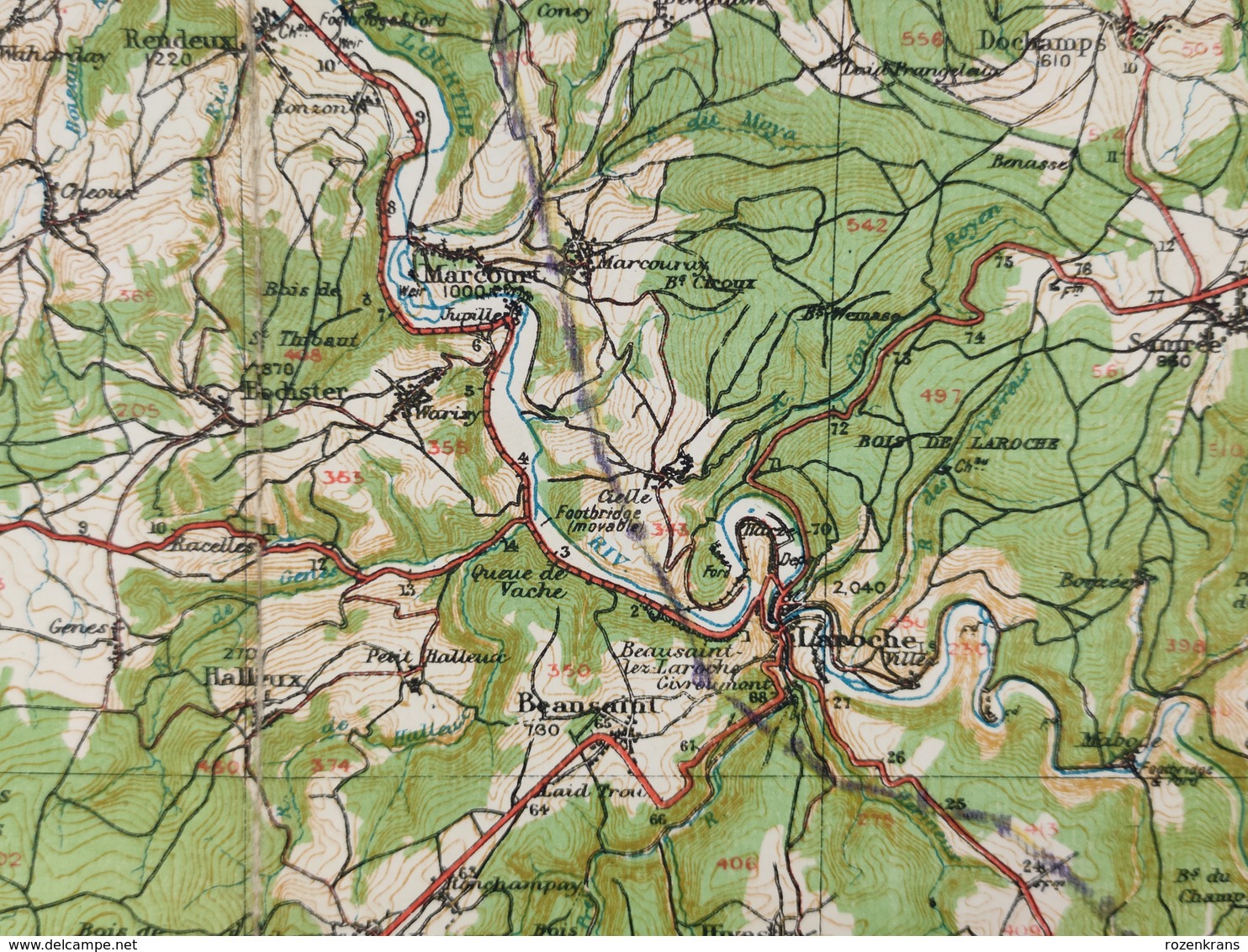 Carte Topographique Militaire UK War Office 1919 World War 1 WW1 Marche Durbuy Houffalize Rochefort Laroche Stavelot - Topographische Karten