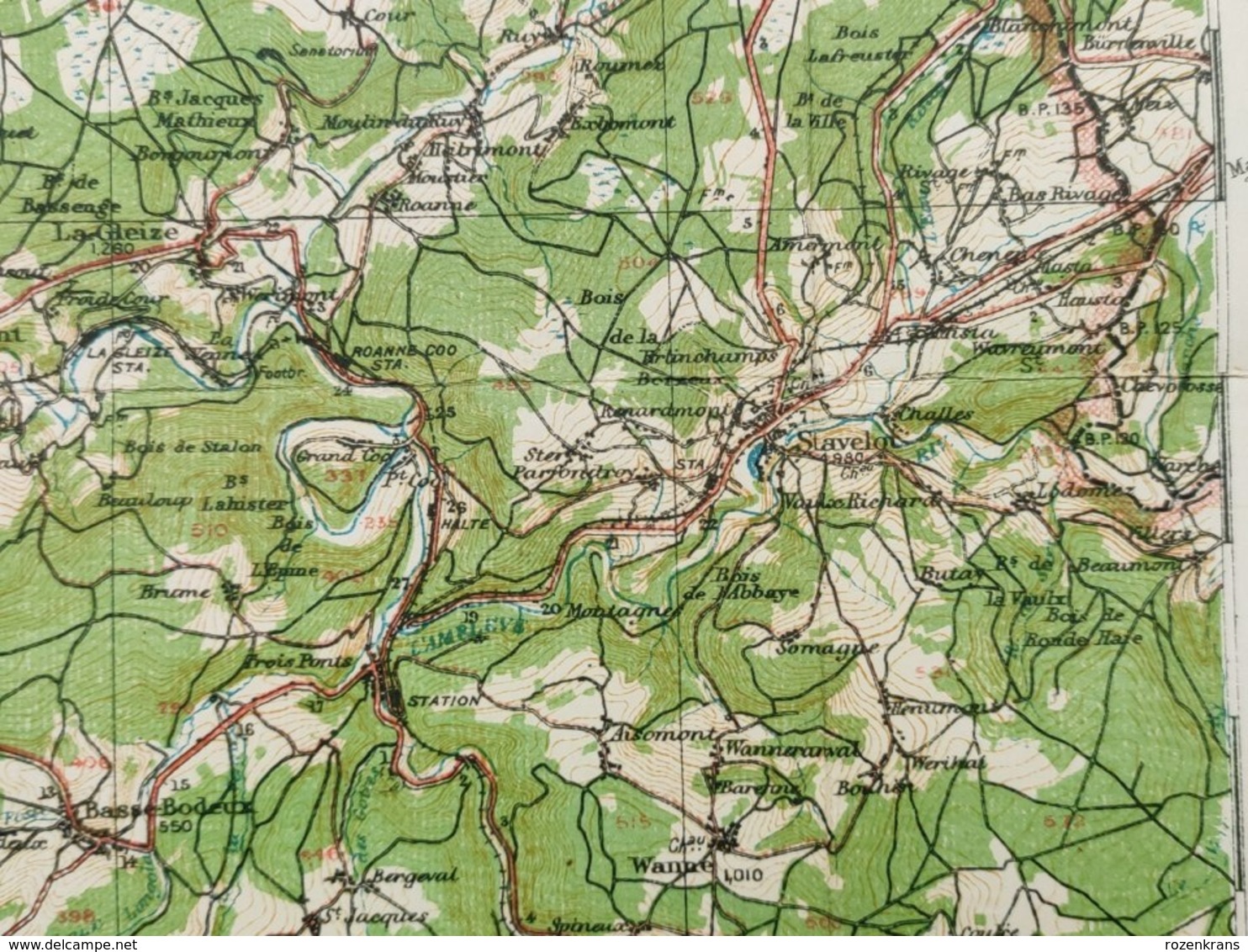 Carte Topographique Militaire UK War Office 1919 World War 1 WW1 Marche Durbuy Houffalize Rochefort Laroche Stavelot - Cartes Topographiques