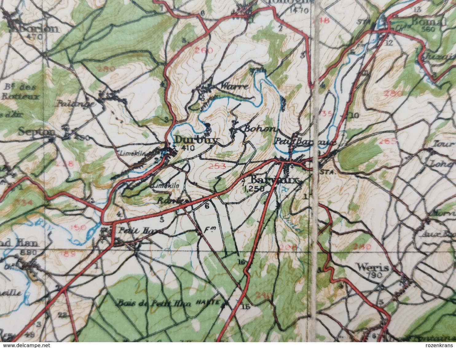 Carte Topographique Militaire UK War Office 1919 World War 1 WW1 Marche Durbuy Houffalize Rochefort Laroche Stavelot