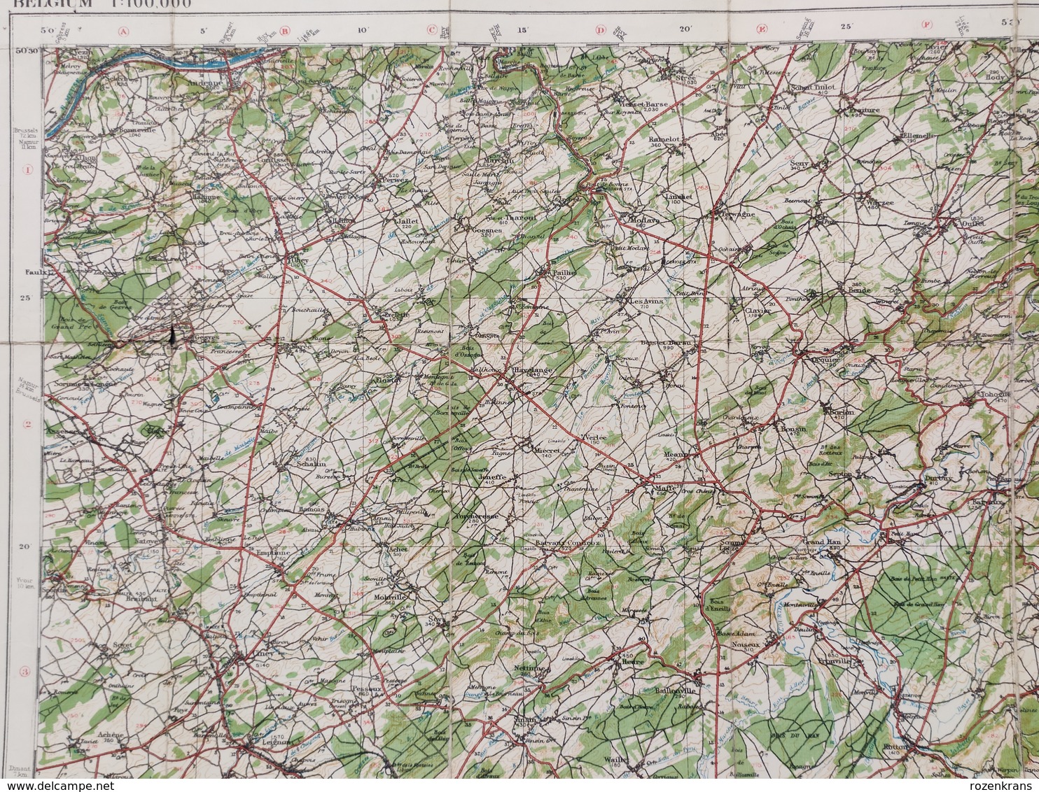 Carte Topographique Militaire UK War Office 1919 World War 1 WW1 Marche Durbuy Houffalize Rochefort Laroche Stavelot