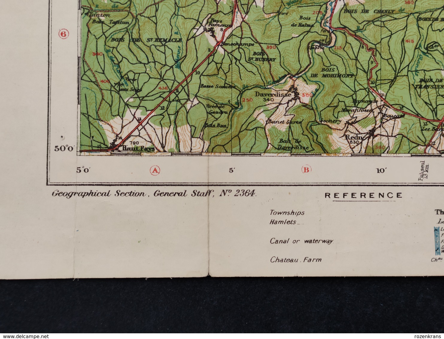 Carte Topographique Militaire UK War Office 1919 World War 1 WW1 Marche Durbuy Houffalize Rochefort Laroche Stavelot
