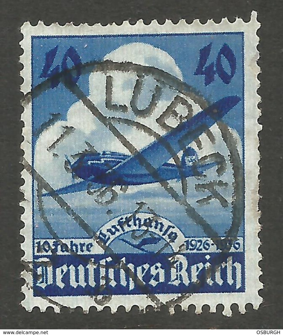 GERMANY. 40pf AIRPLANE USED LUBECK POSTMARK - Other & Unclassified