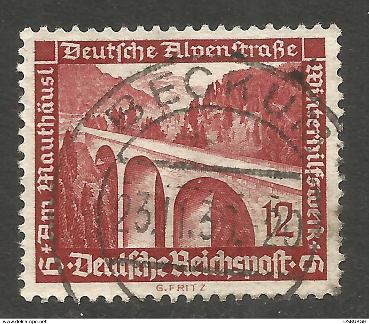 GERMANY. 12pf ALPENSTRASSE USED BECKUM POSTMARK - Other & Unclassified