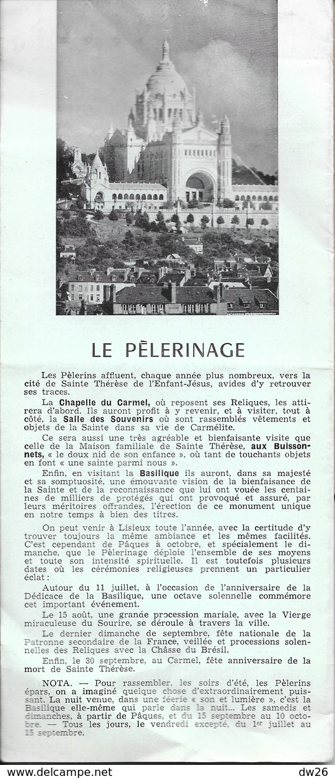 Dépliant Touristique Lisieux (Normandie, Capitale Du Pays D'Auge) Pèlerinages - Renseignements Généraux 1955 - Cuadernillos Turísticos