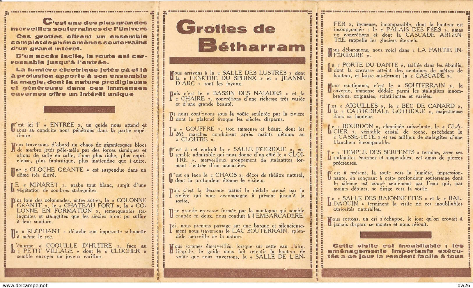 Guide Dépliant Touristique, Souvenir Grottes De Betharam, Merveille Souterraine - Cuadernillos Turísticos