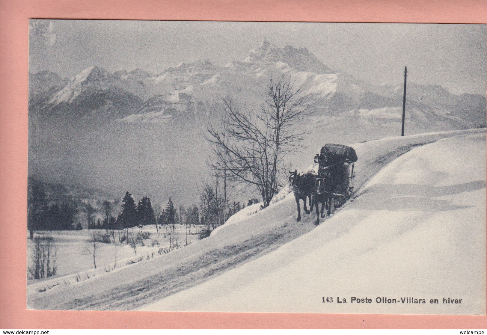 OUDE  POSTKAART - ZWITSERLAND - SCHWEIZ -    SUISSE -   POST - LA POSTE OLLON-VILLARS EN HIVER - Ollon