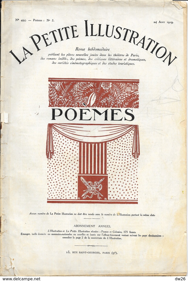 Revue Hebdomadaire - La Petite Illustration N° 444 Du 24 Août 1929 - Poésies N° 3 - Poèmes Abel Bonnard, Lucien Paté... - 1900 - 1949