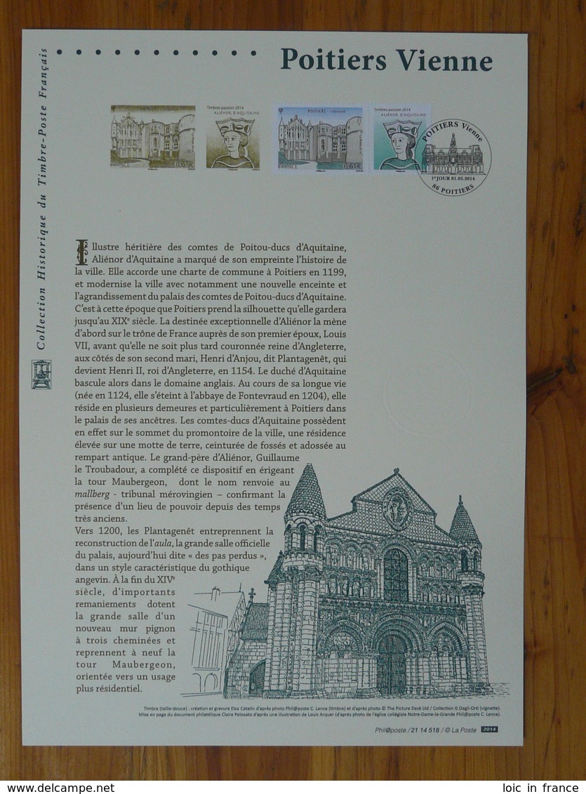 Document Officiel FDC 14-518 Cathédrale De Poitiers Reine Alienor D'Aquitaine Moyen Age Medieval 86 Vienne 2014 - Kirchen U. Kathedralen