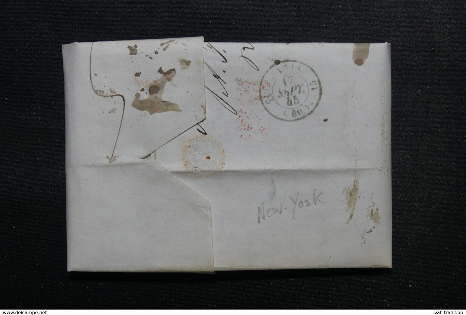 ETATS UNIS - Lettre De New York Pour Paris En 1845 - L 52900 - …-1845 Vorphilatelie