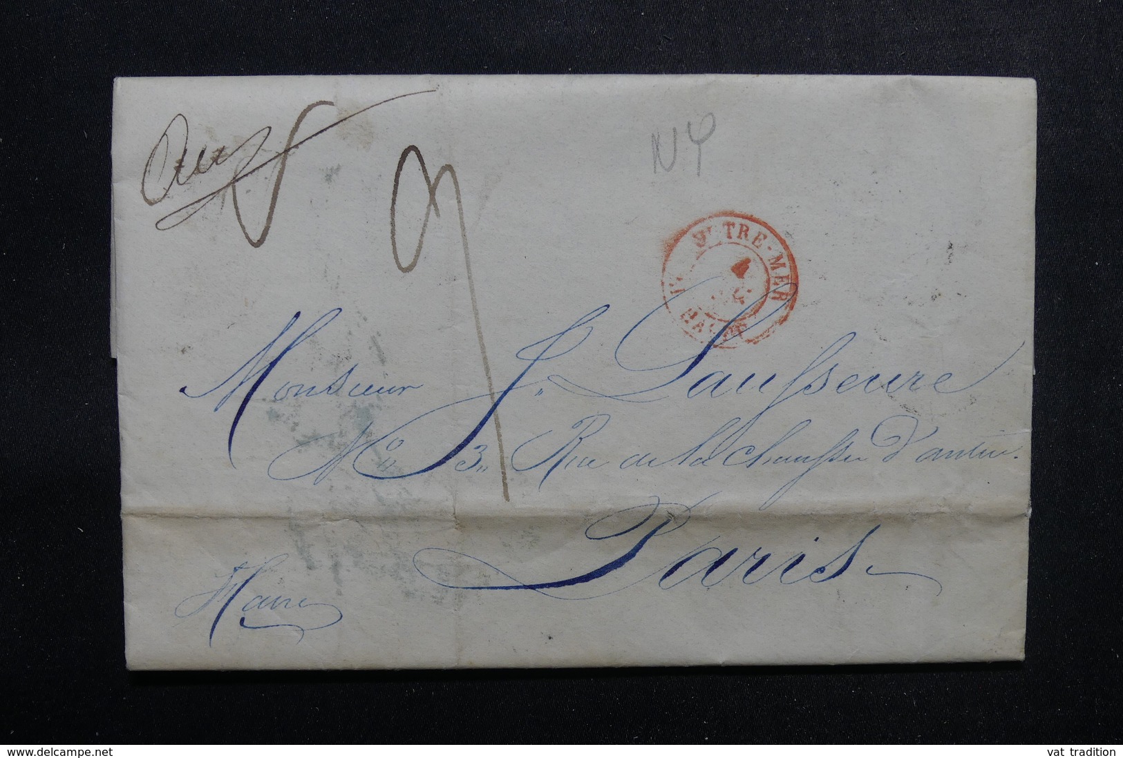 ETATS UNIS - Lettre De New York Pour Paris En 1845 - L 52902 - …-1845 Vorphilatelie