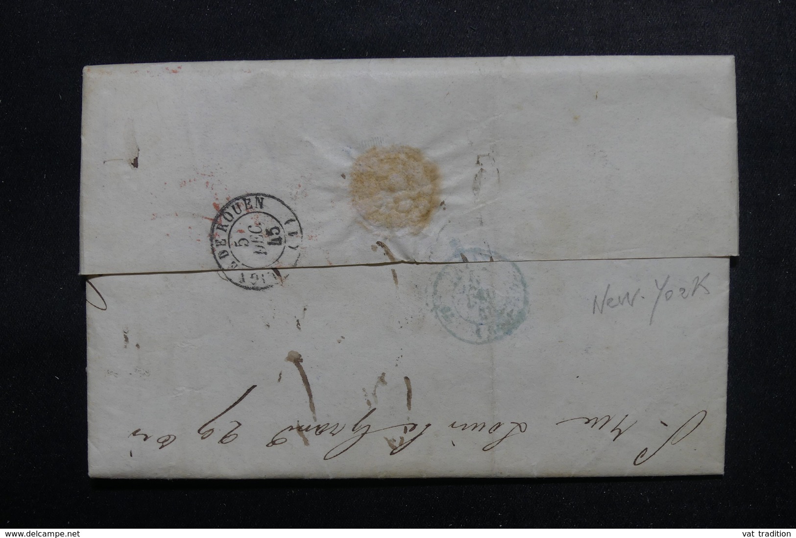 ETATS UNIS - Lettre De New York Pour Paris En 1845 - L 52902 - …-1845 Vorphilatelie