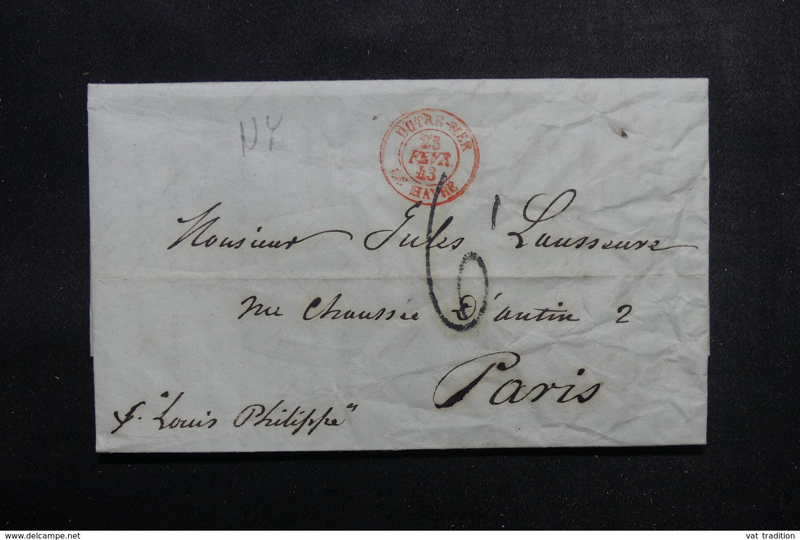 ETATS UNIS - Lettre De New York Pour Paris En 1843  - L 52904 - …-1845 Voorfilatelie