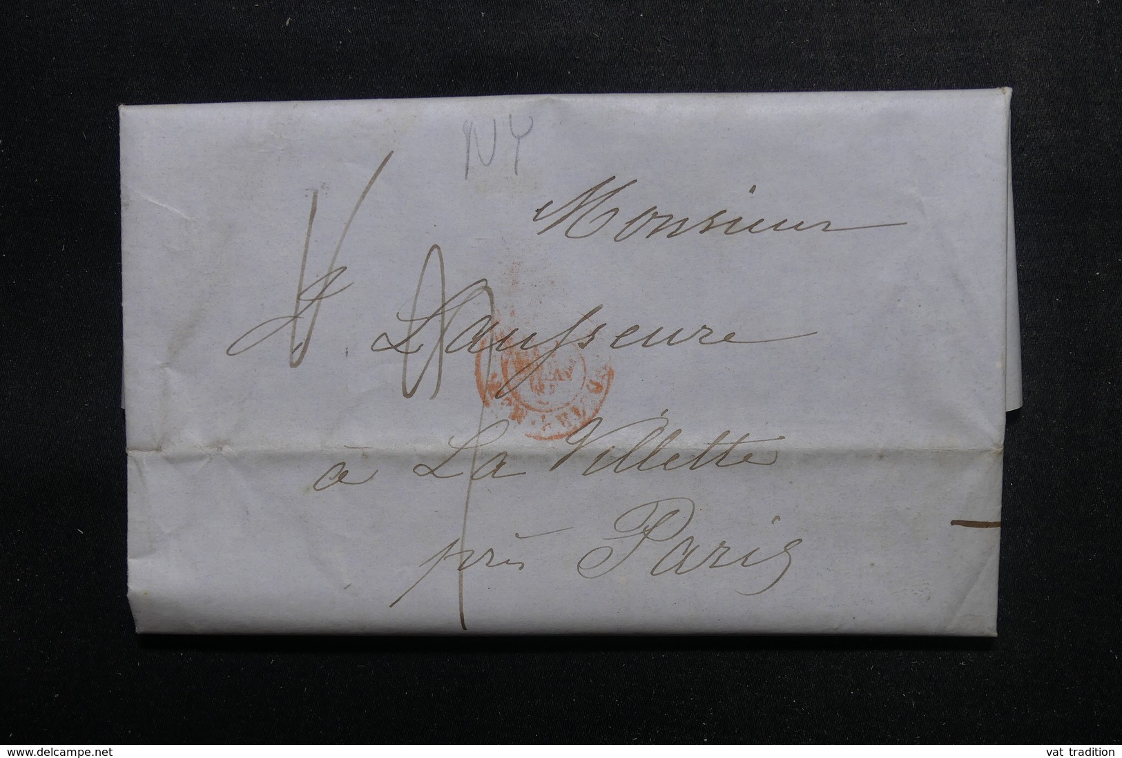 ETATS UNIS - Lettre De New York Pour Paris  - L 52906 - …-1845 Prefilatelia