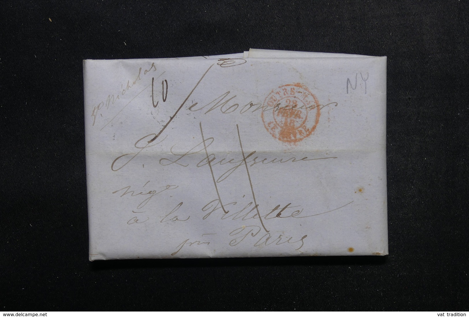 ETATS UNIS - Lettre De New York Pour Paris En 1848 - L 52909 - …-1845 Préphilatélie