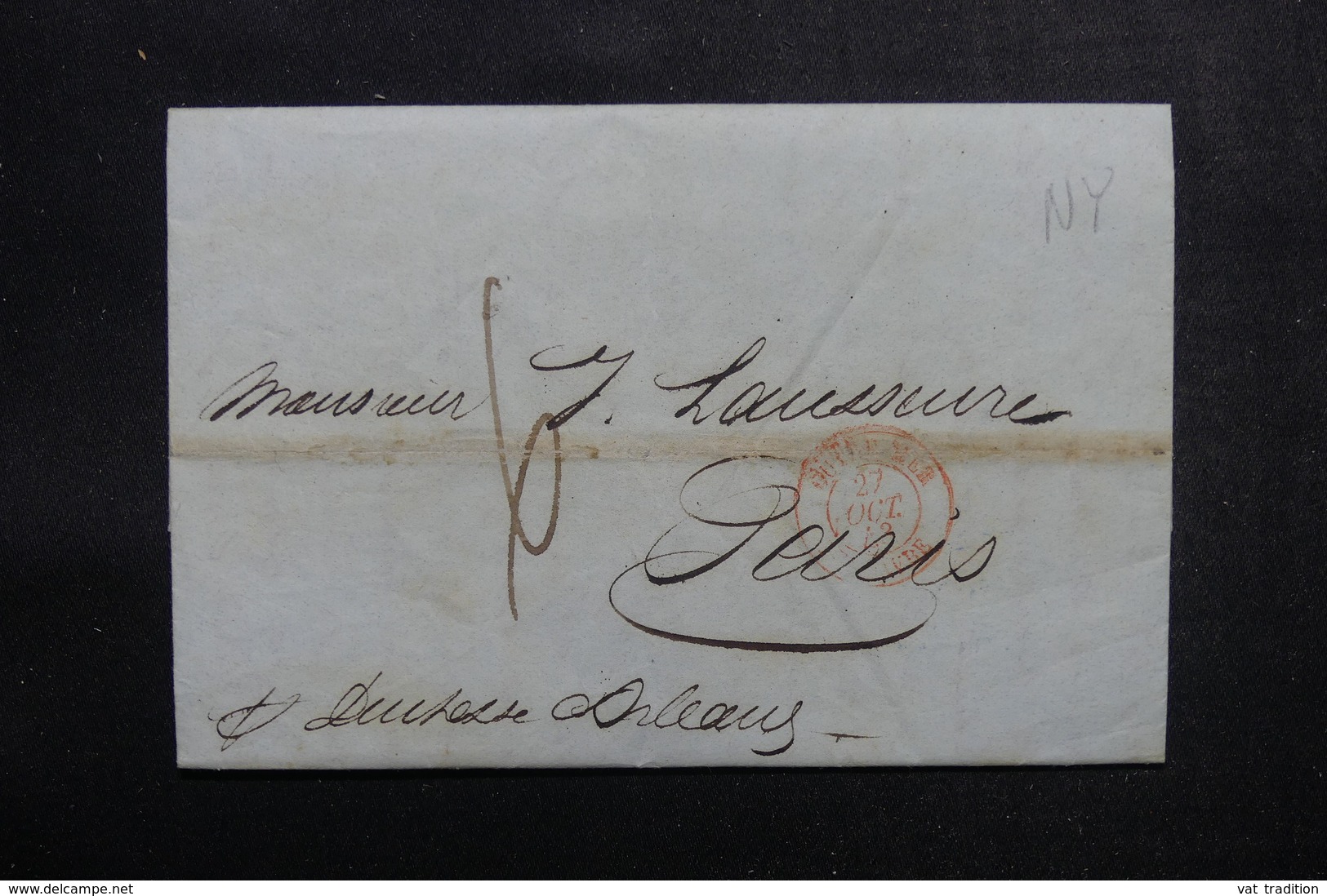 ETATS UNIS - Lettre De New York Pour Paris En 1843 - L 52911 - …-1845 Vorphilatelie