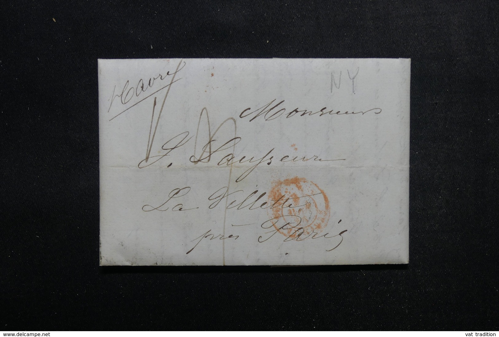 ETATS UNIS - Lettre De New York Pour Paris En 1846 - L 52914 - …-1845 Préphilatélie