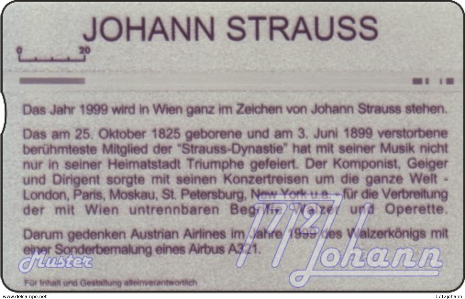 AUSTRIA Private: *AUA - Johann Strauss* - SAMPLE [ANK F435] - Oesterreich