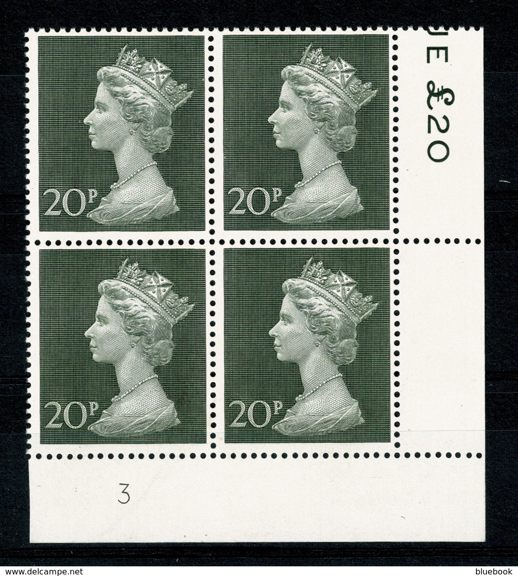 Ref 1336 - GB 1970 High Value Machin 20p Green MNH SG 830 - Cylinder Block 3 - Unused Stamps