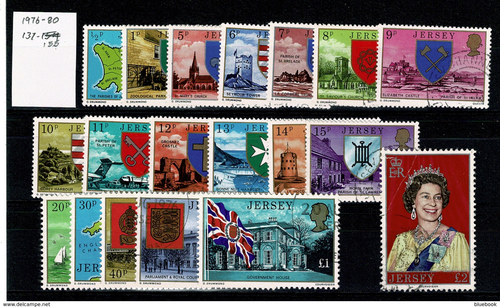 Ref 1337 - 1976-1980 Jersey Definitive Set - Fine Used 1/2d To £2 - Jersey