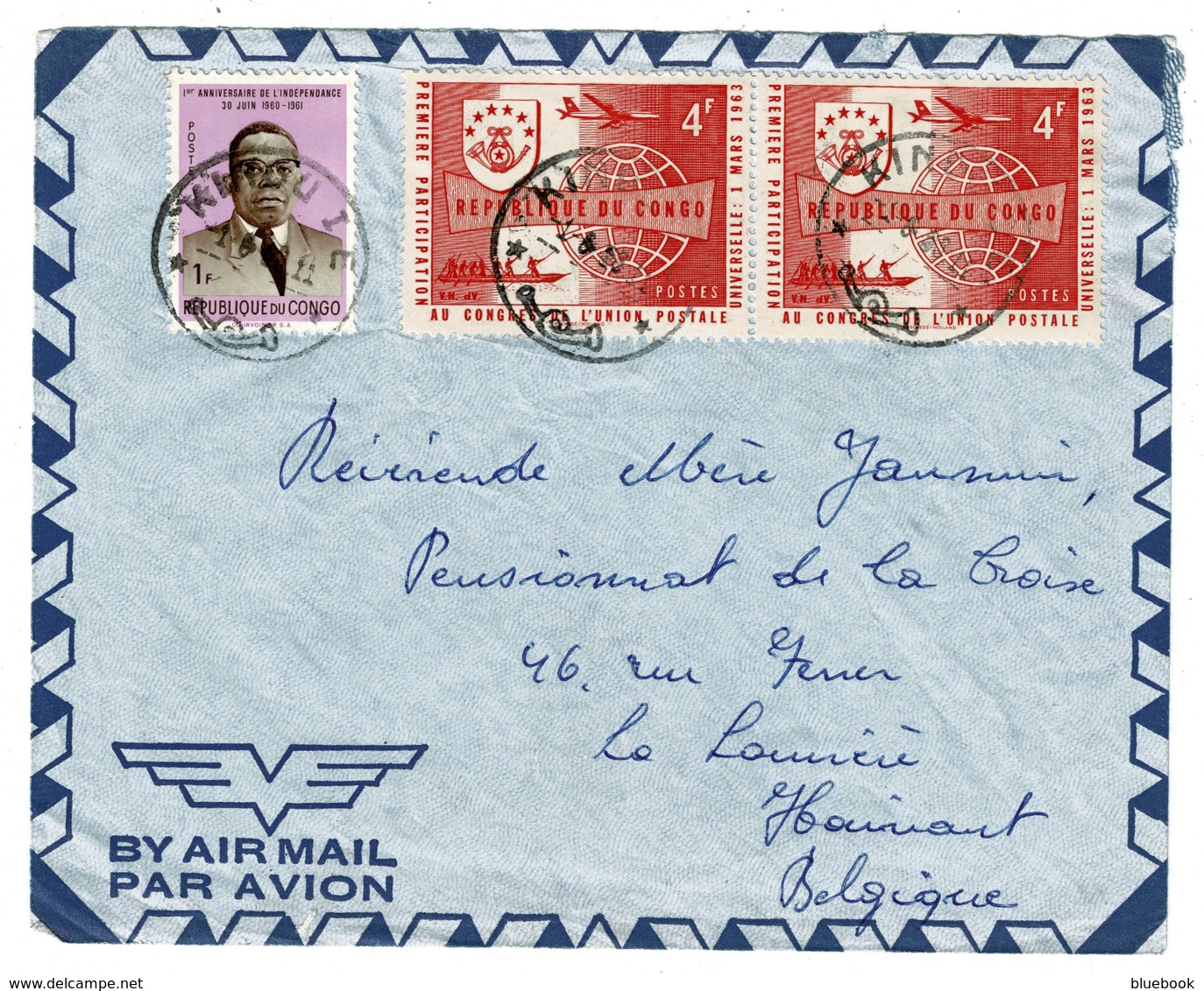 Ref 1337 - Circa 1963 Airmail Cover Kinidu Congo 9f Rate To Belgium - Sonstige & Ohne Zuordnung