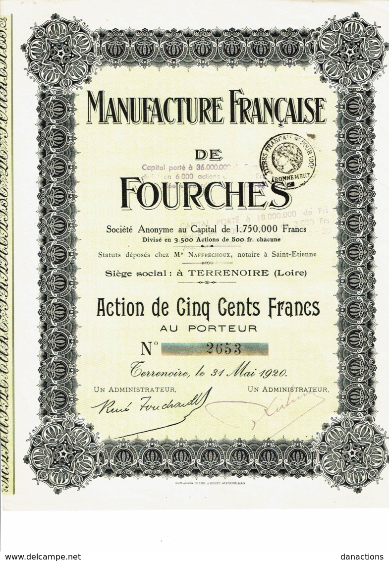 42-MANUFACTURE FRANCAISE DE FOURCHES. TERRENOIRE - Autres & Non Classés