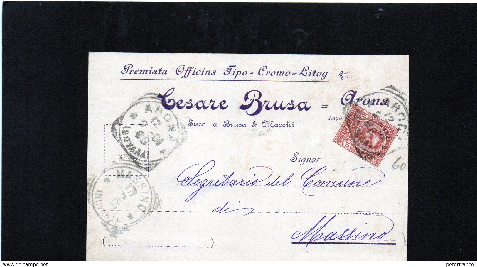CG10 - Italia - Cartolina Postale Da Arona 12/2/1901 Per Massino - Other & Unclassified