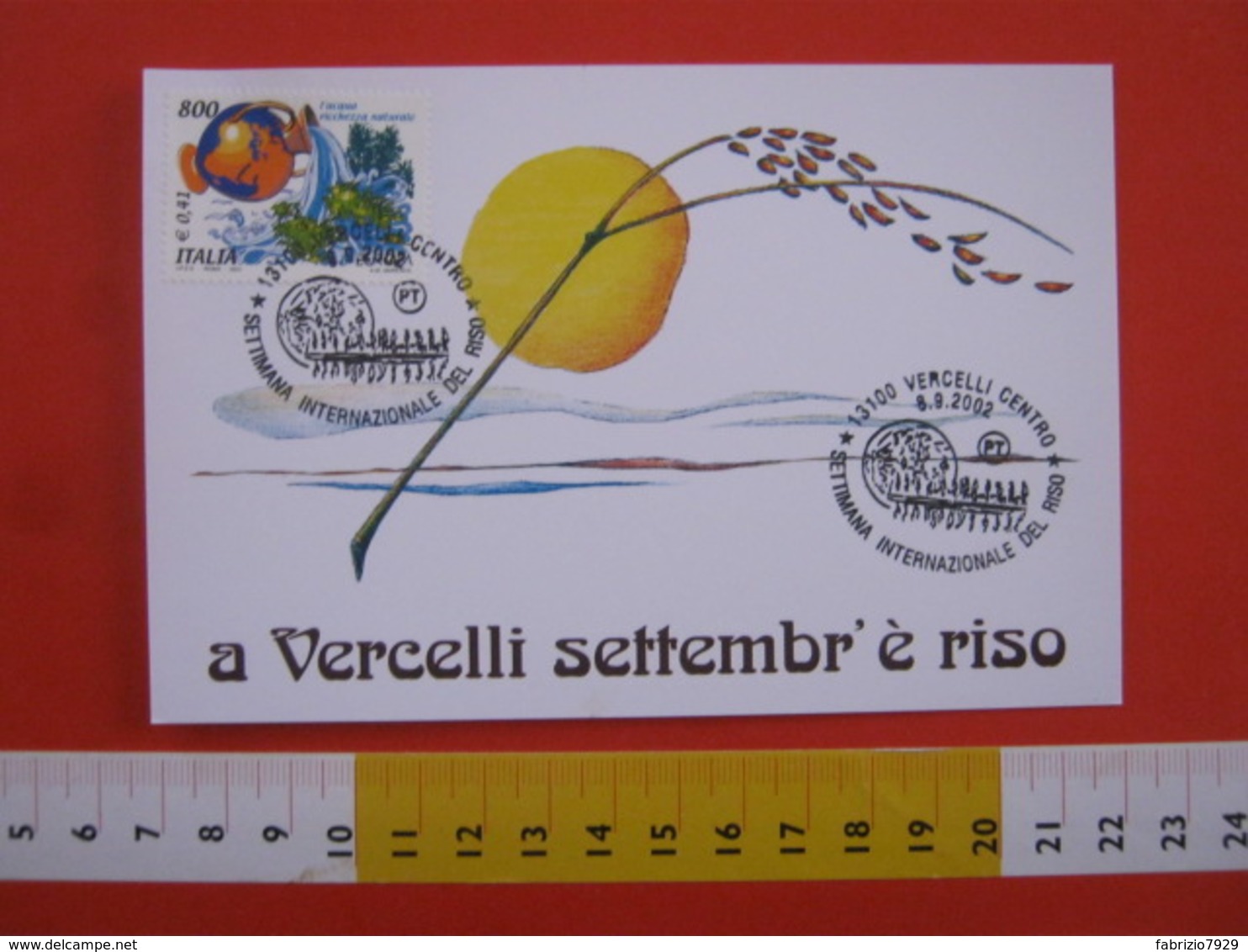 A.14 ITALIA ANNULLO 2002 VERCELLI SETTIMANA INTERNAZIONALE DEL RISO CIBO ALIMENTAZIONE AGRICOLTURA MAXIMUM - Agriculture