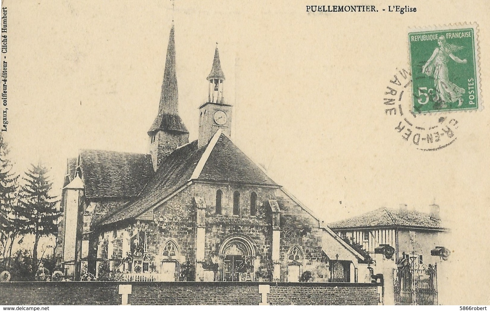 CARTE POSTALE ORIGINALE ANCIENNE : PUELLEMONTIER L'EGLISE HAUTE MARNE (52) - Other & Unclassified